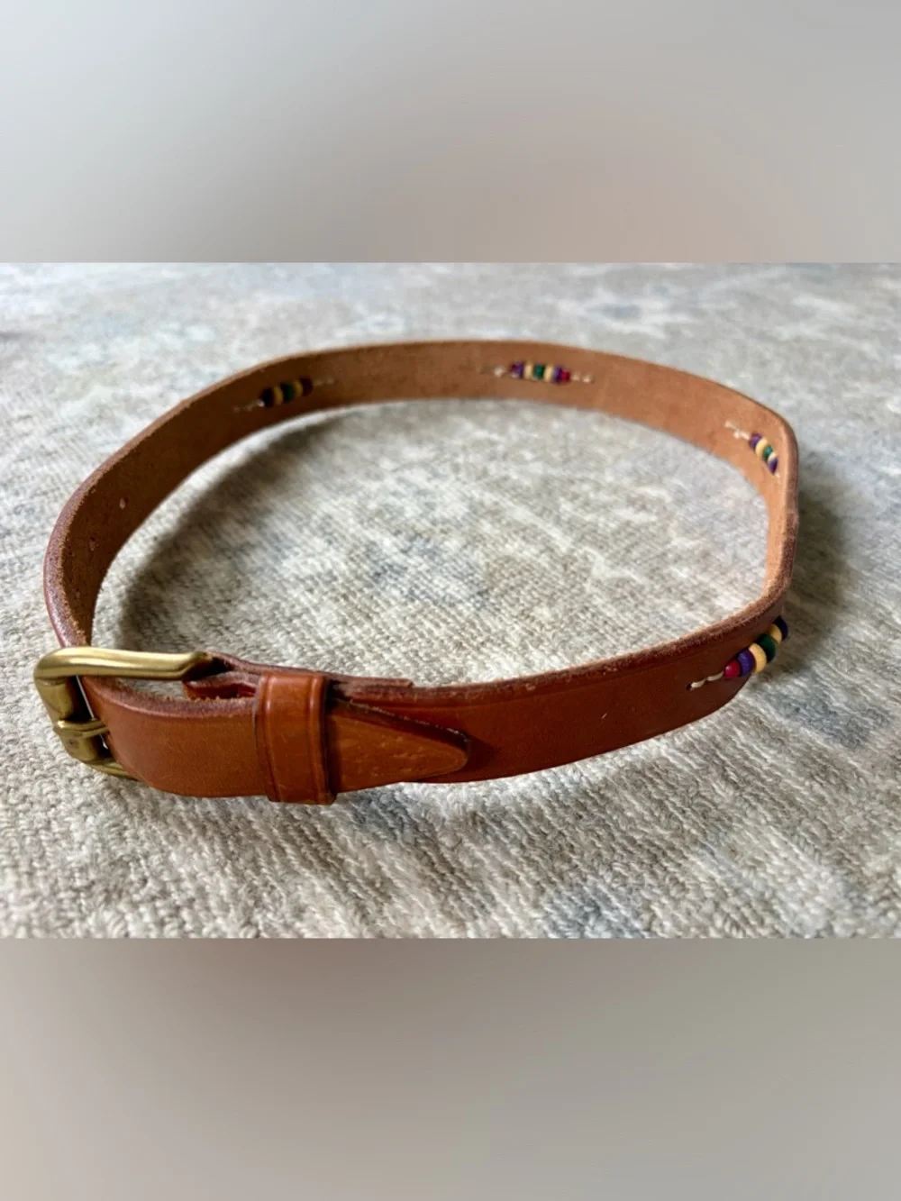 Vintage Gap belt leather embroidered beaded boho - Size 27